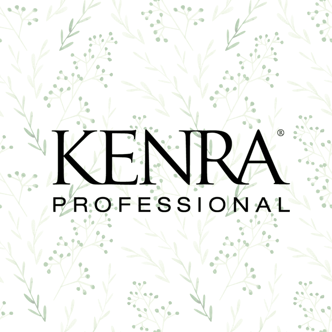 Kenra Professional logo on a background with a delicate floral pattern.
